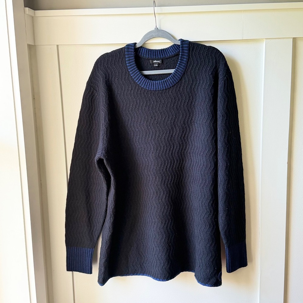 Allbirds Men's The Jumper Sweater Black Blue Merino Wool Textured Size XXL
